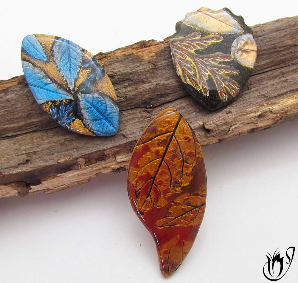 Mica leaf polymer clay beads